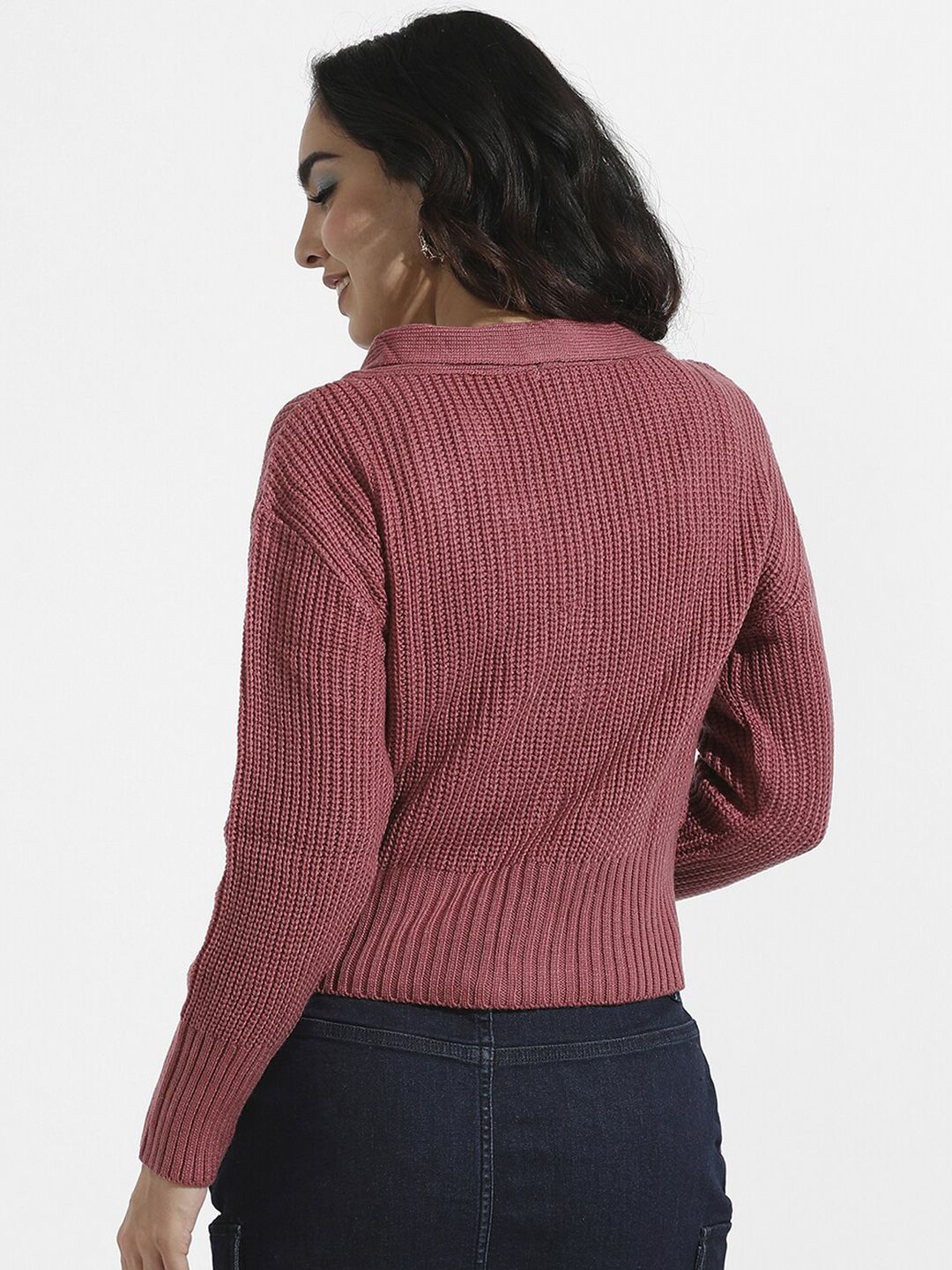 Campus Sutra Cable Knit Woollen Cardigan
