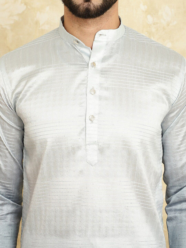 SOJANYA Striped Band Collar Long Sleeves Regular Kurta With Churidar