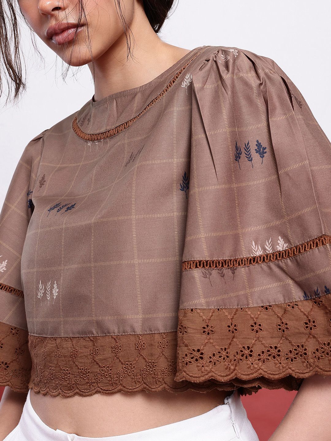 DressBerry Printed Schiffli Crop Top