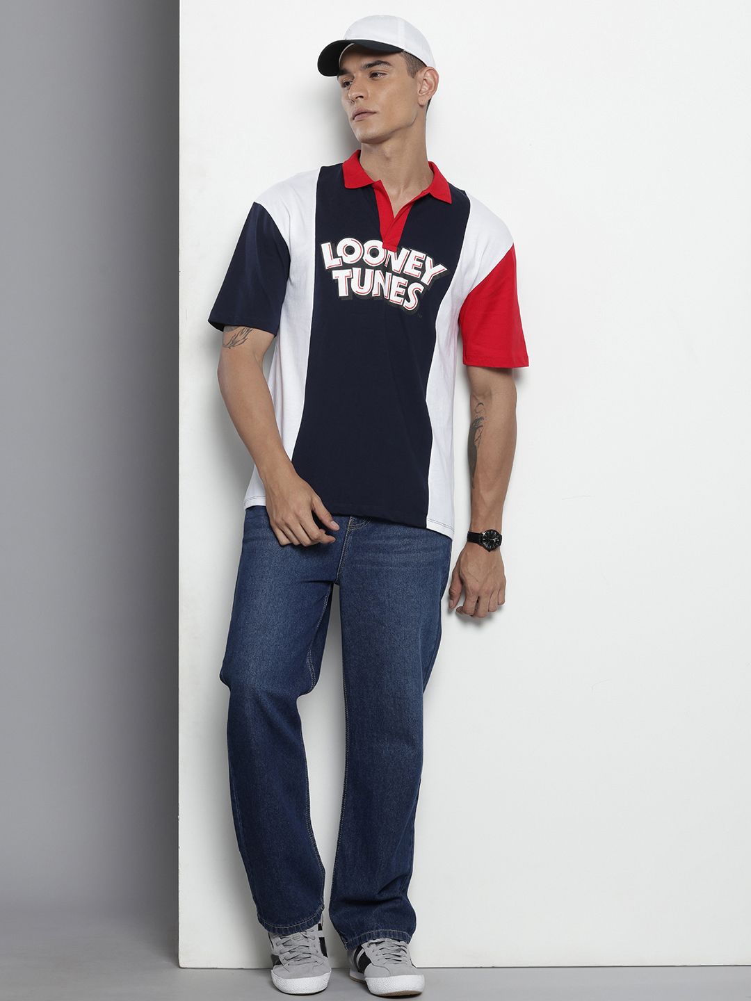 The Indian Garage Co Bugs Bunny Printed Drop-Shoulder Sleeves Pure Cotton Boxy T-shirt