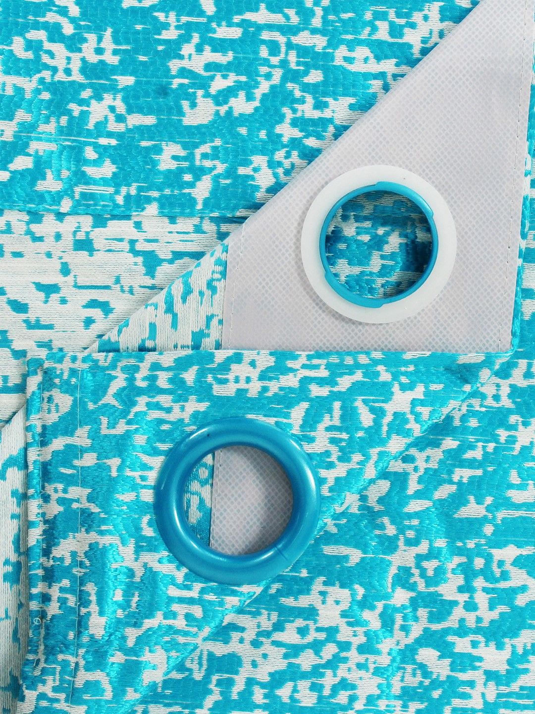 Story@home Turquoise Blue & White Jacquard Textured Single Window Curtains