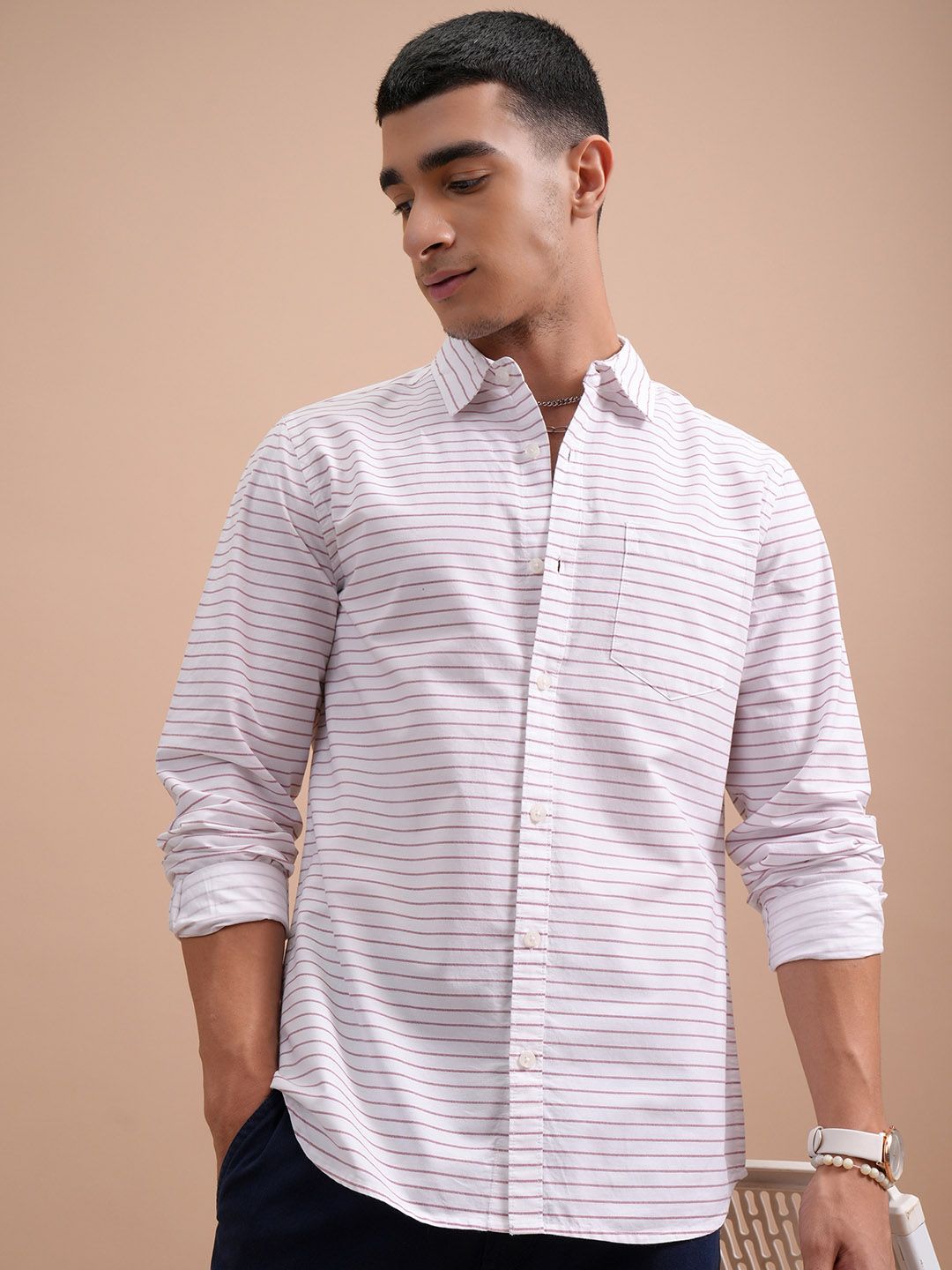 HIGHLANDER Plus Size Slim Fit Opaque Cotton Casual Shirt