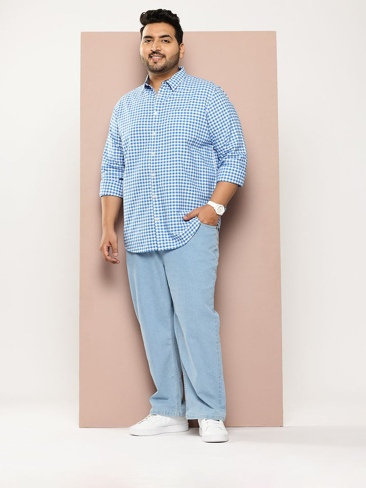 Thomas Scott Men Classic Slim Fit Gingham Checks Opaque Checked Casual Shirt