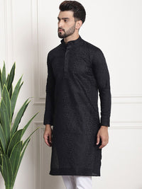 SOJANYA Woven Design Mandarin Collar Thread Work Kurta