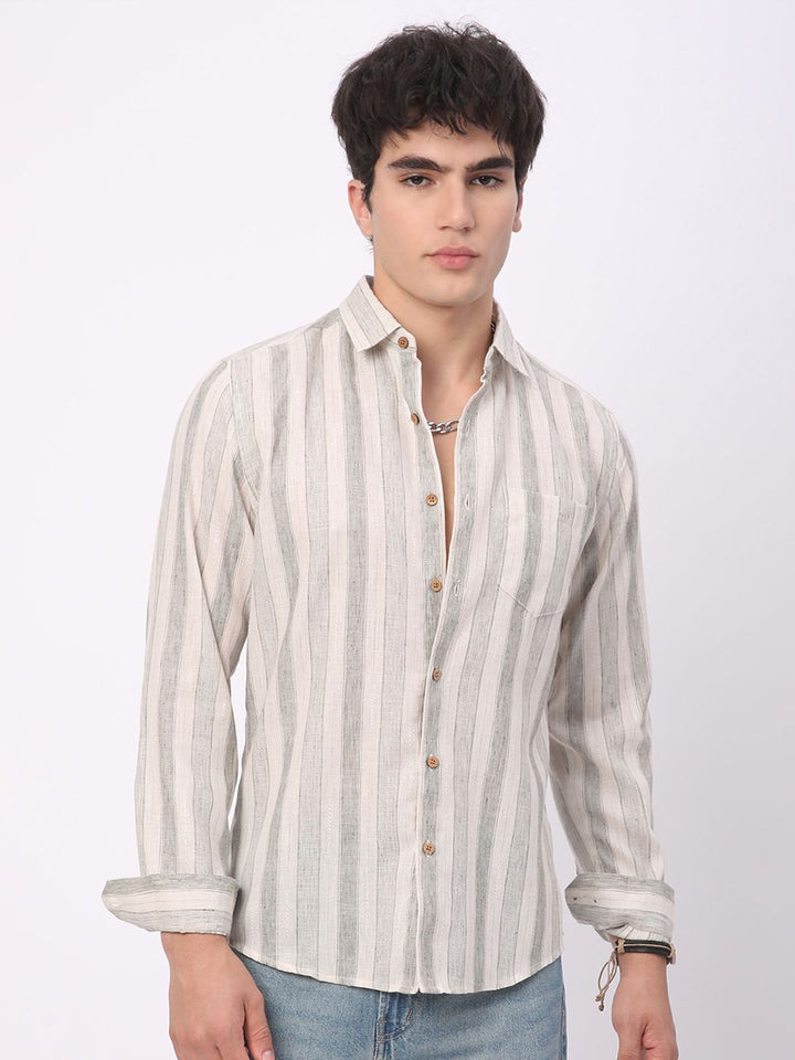 VASTRADO Men Classic Slim Fit Opaque Striped Casual Shirt