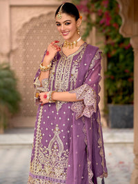 Indo Era Ethnic Motifs Embroidered Zari Organza Kurta With Trousers And Dupatta