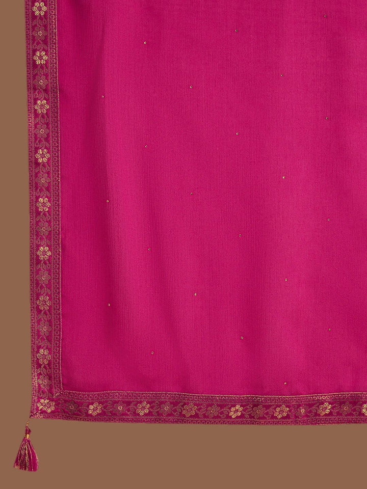 Libas Ethnic Motifs Embroidered Sequinned Straight Kurta With Trousers & Dupatta