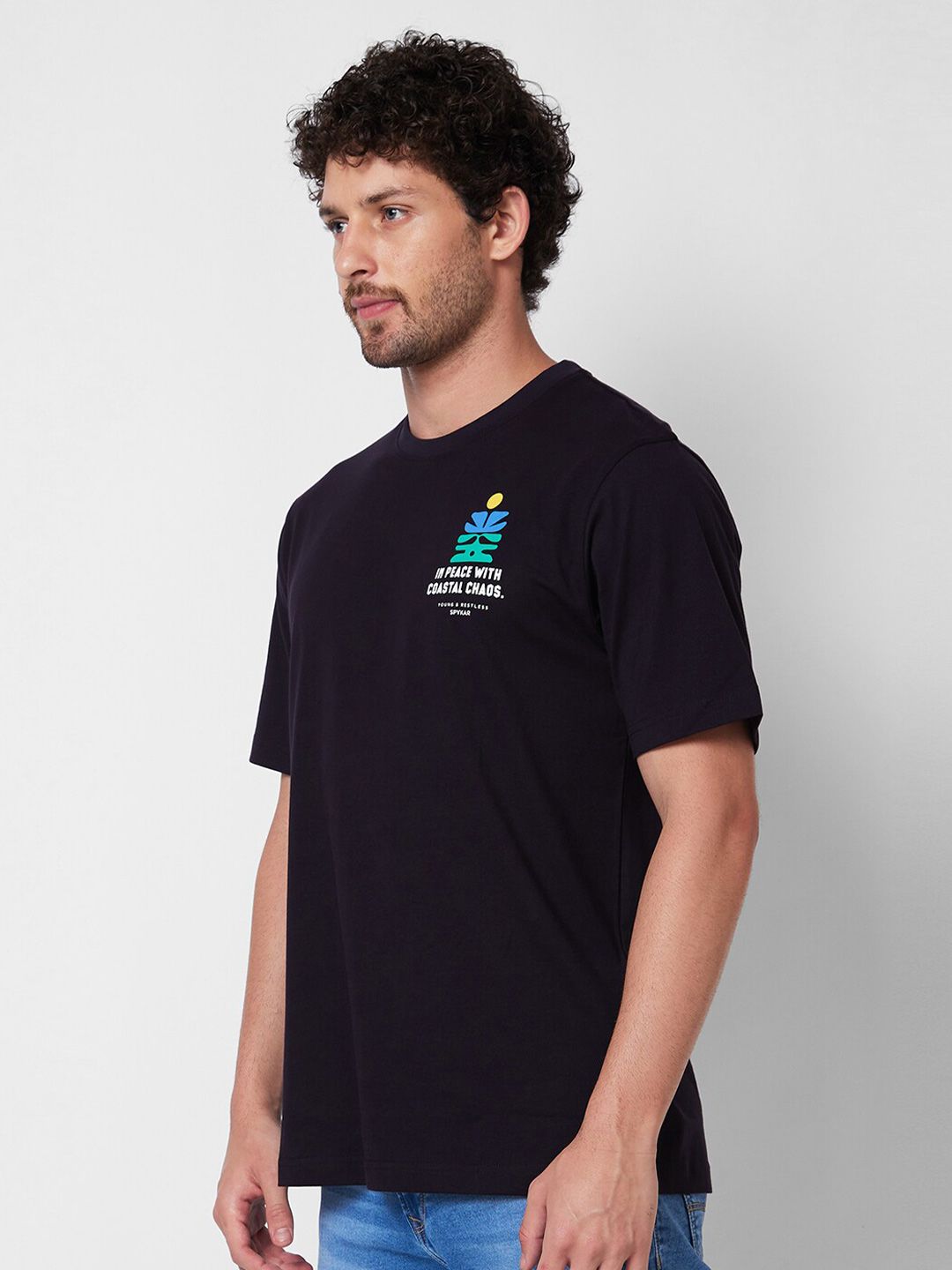 SPYKAR Typography Printed Round Neck Cotton Tshirt