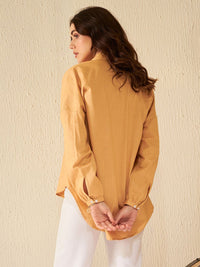 DENNISON Women Beige Smart Boxy Opaque Casual Shirt