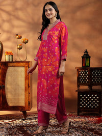 Libas Women Floral Printed Regular Sequinned Kurta with Trousers & With Dupatta