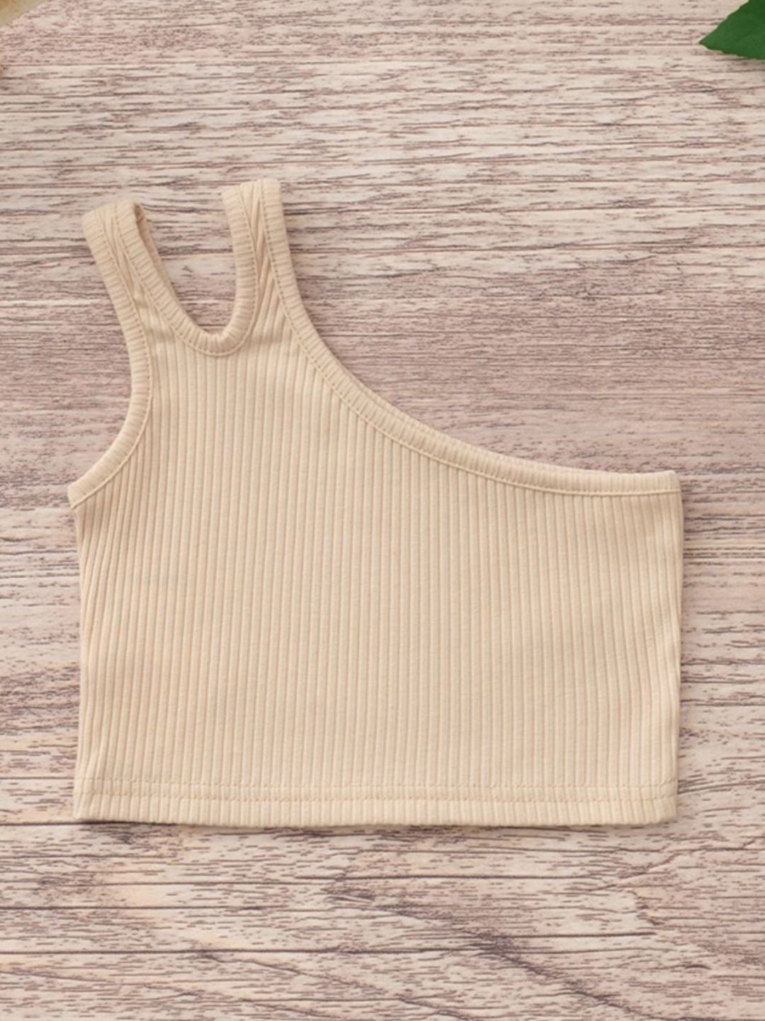 YK Girls Solid One Shoulder Sleeveless Crop Top