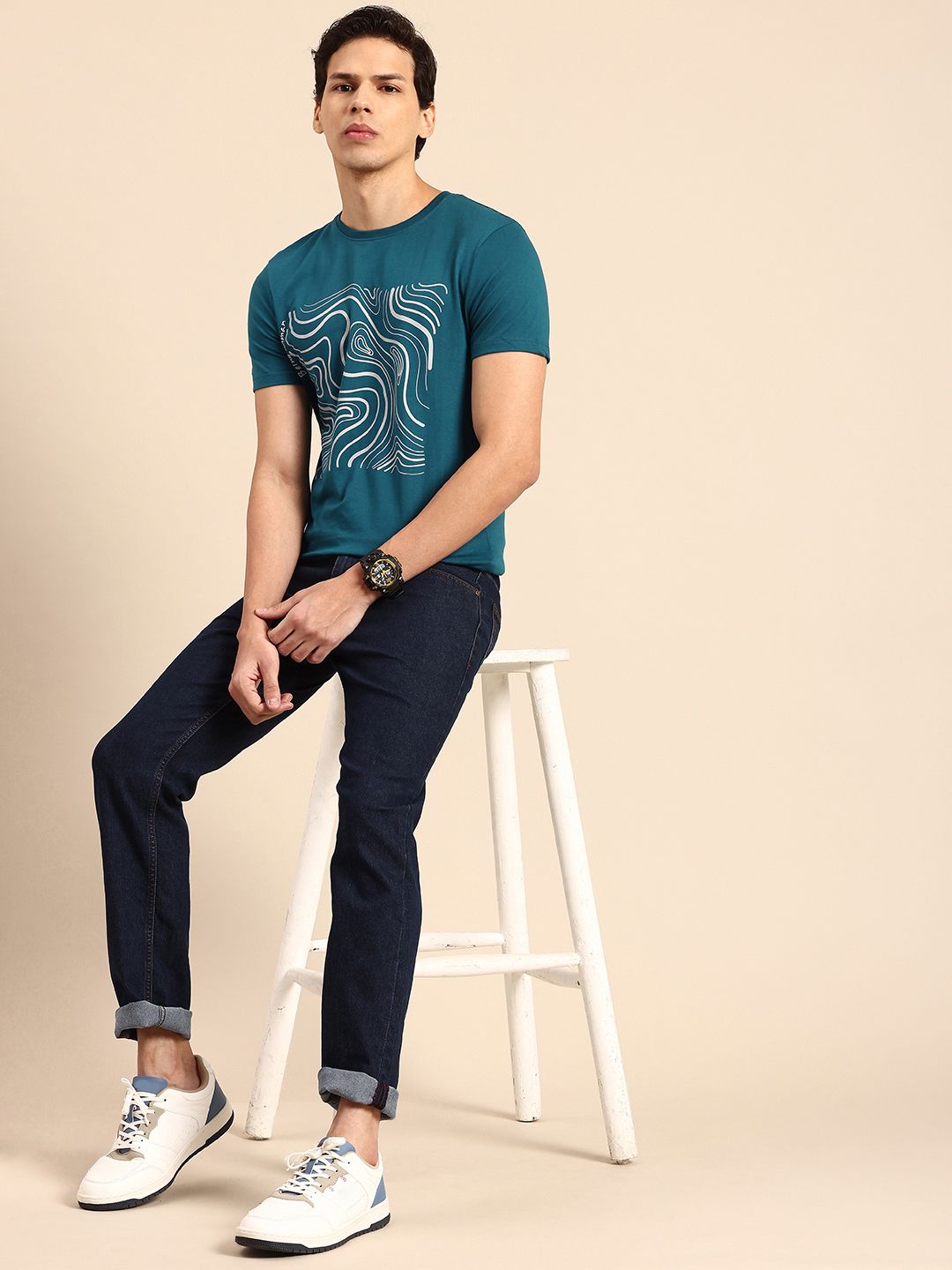 Being Human Abstract Printed Pure Cotton T-shirt