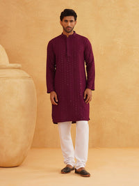 SOJANYA Geometric Embroidered Regular Sequinned Pure Cotton Kurta With Churidar