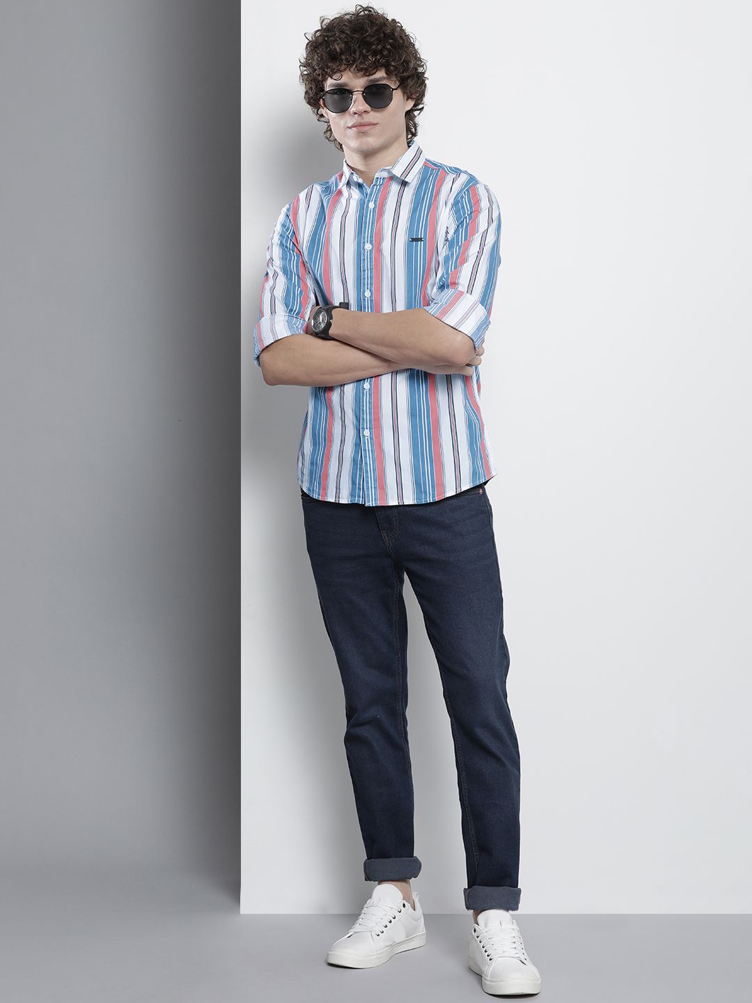 The Indian Garage Co Men Striped Cotton Casual Shirt