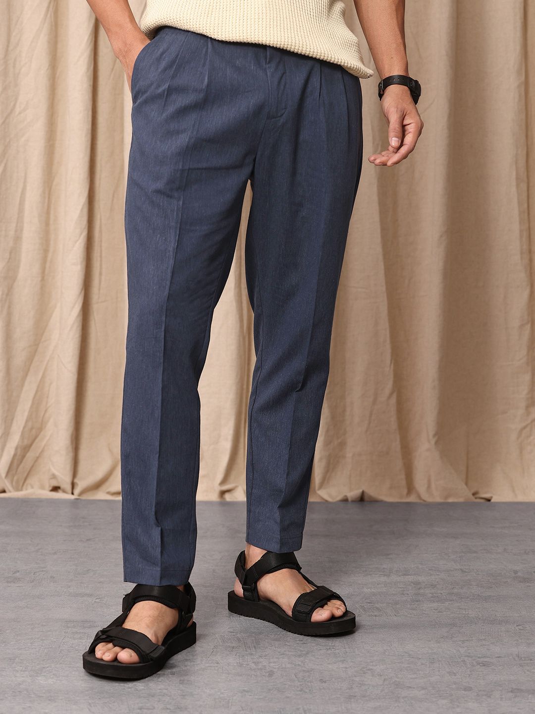 Mr Bowerbird Men Liberal Fit Pleated Trousers