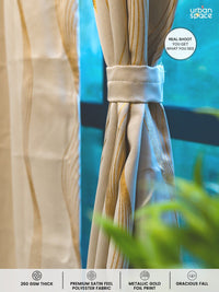 URBAN SPACE Beige & Gold-Toned Printed Black Out Door Curtain