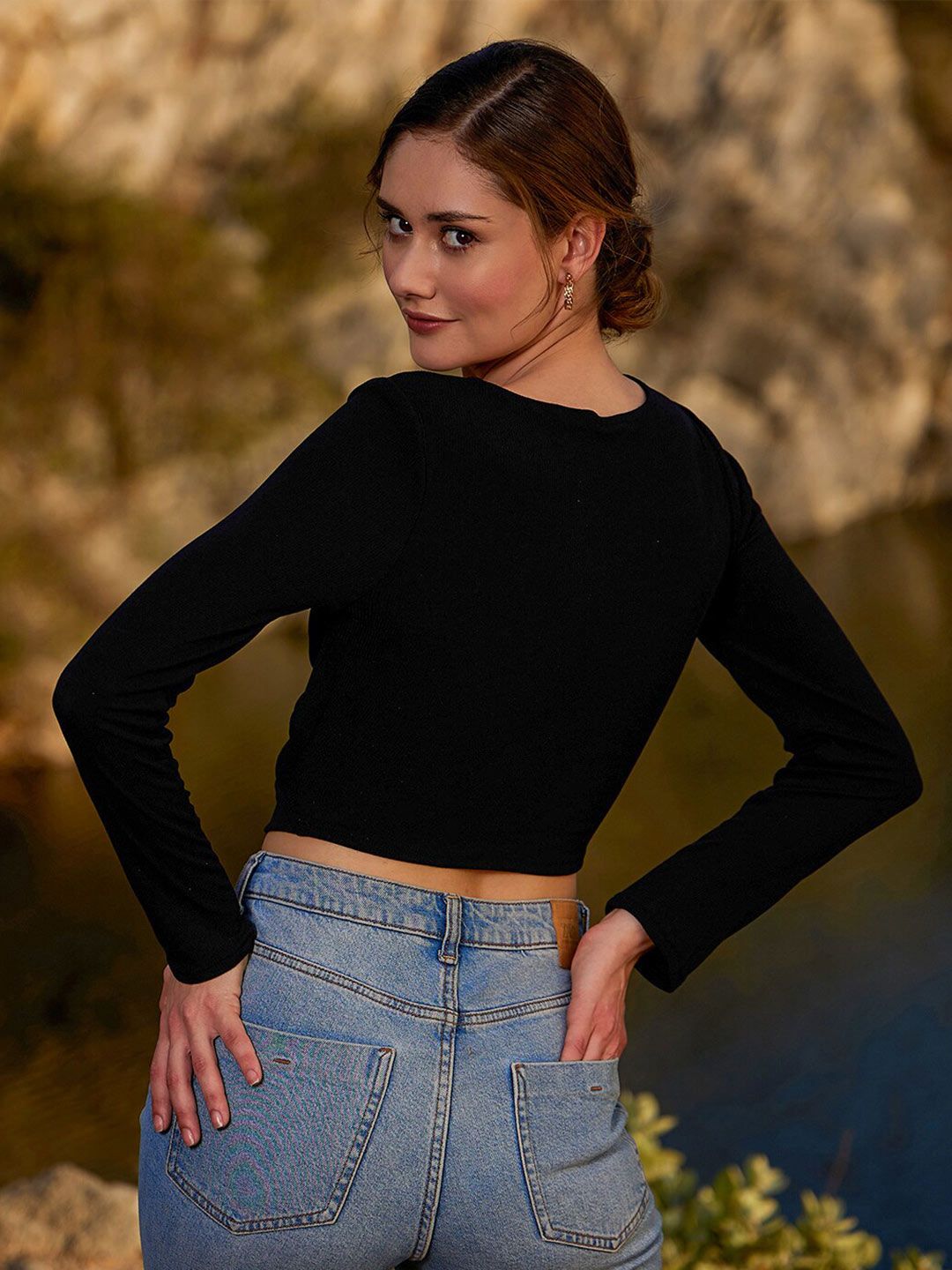 Athena Twisted Wrap Crop Top