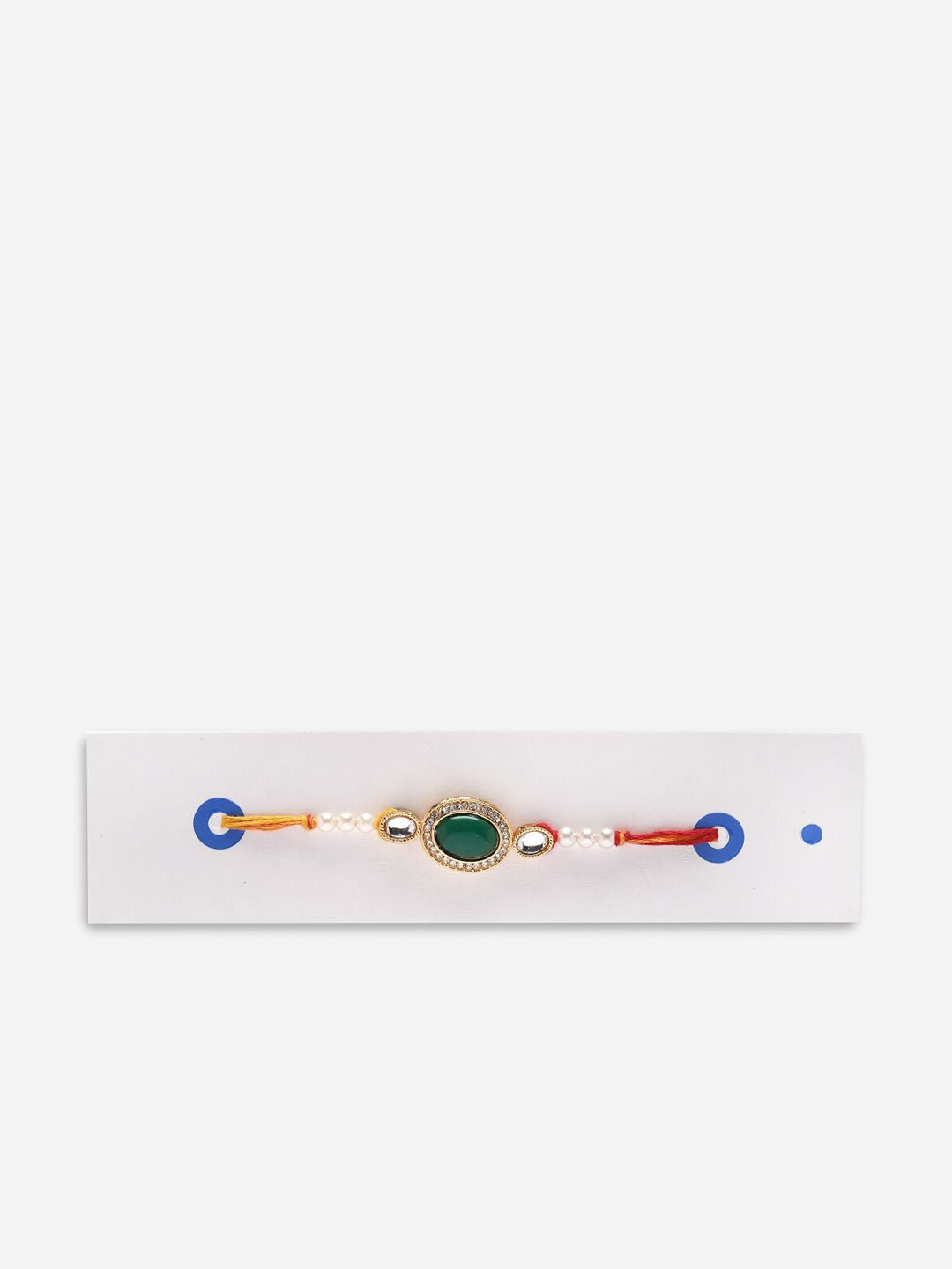 Set PANASH 2 Rakhis Bertatah Batu &amp; Manik Bersalut Emas Dengan Roli Chawal