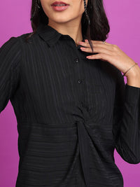 Tokyo Talkies Striped Shirt & Flared Trousers