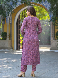 KALINI Floral Printed Notch Neck Gotta Patti Straight Kurta With Trousers & Dupatta