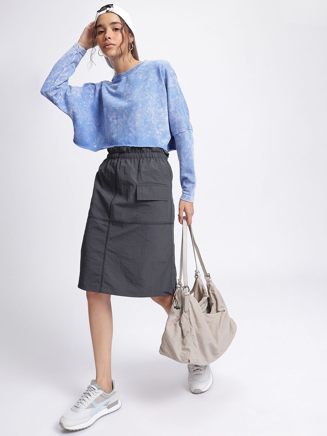 DressBerry Sleek Edge Straight Parachute Skirt with Toggled Hem