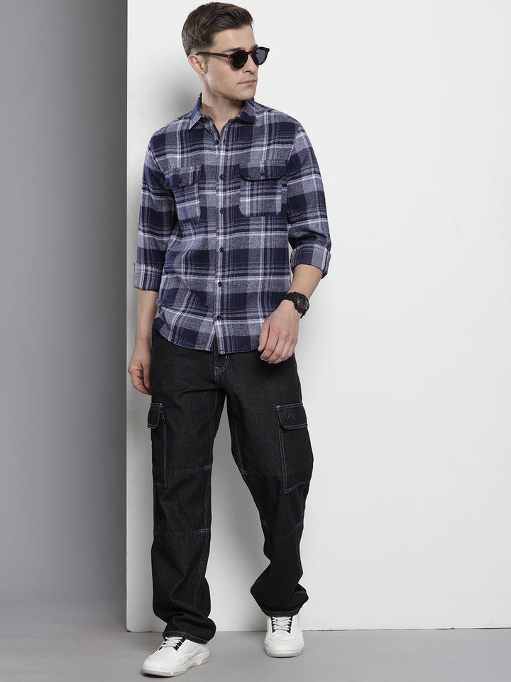 The Indian Garage Co Pure Cotton Slim Fit Checked Casual Shirt