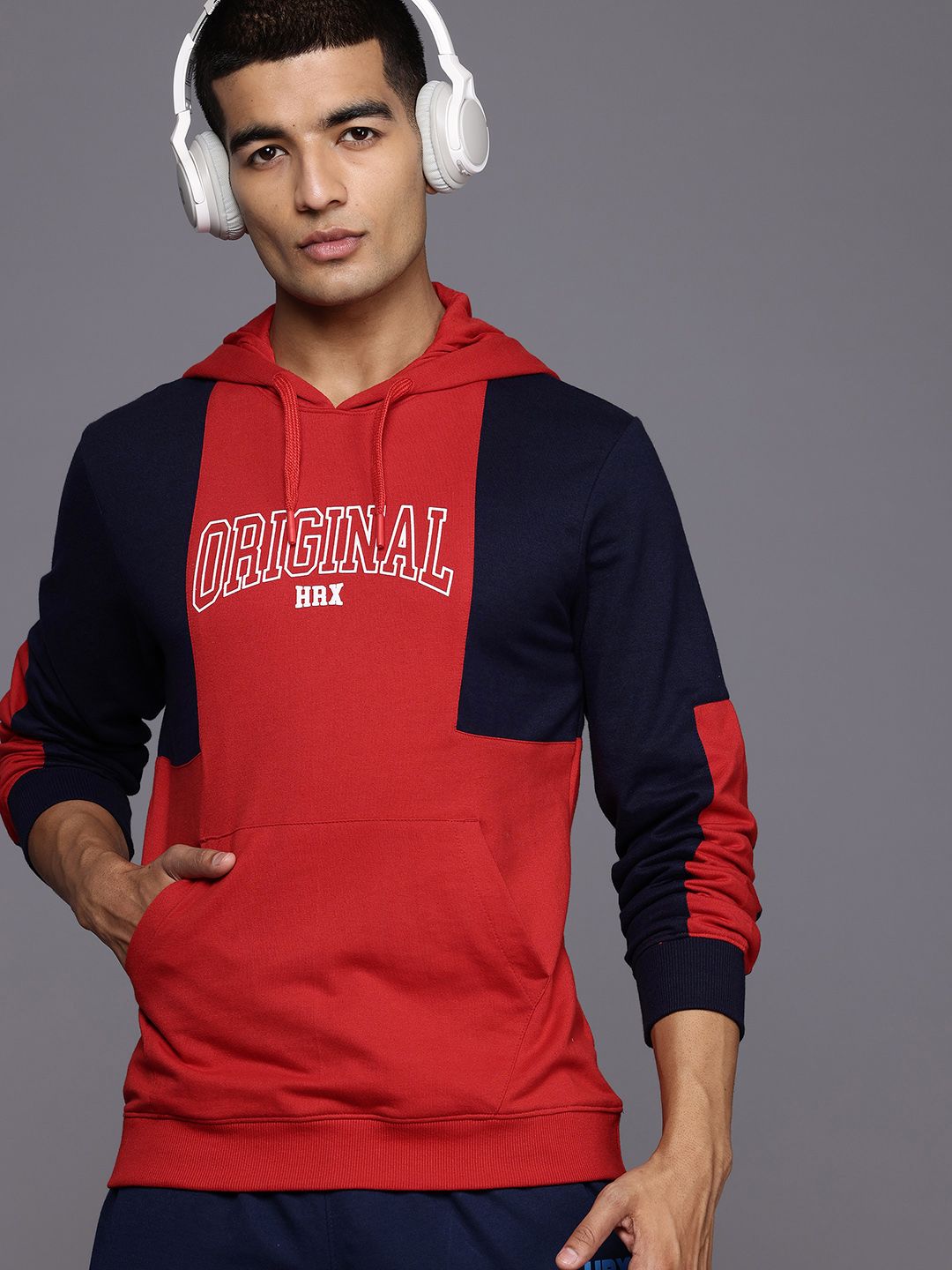 HRX by Hrithik Roshan Colourblocked Hooded Sweatshirt
