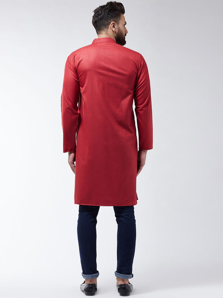 SOJANYA Men Maroon Solid Straight Kurta