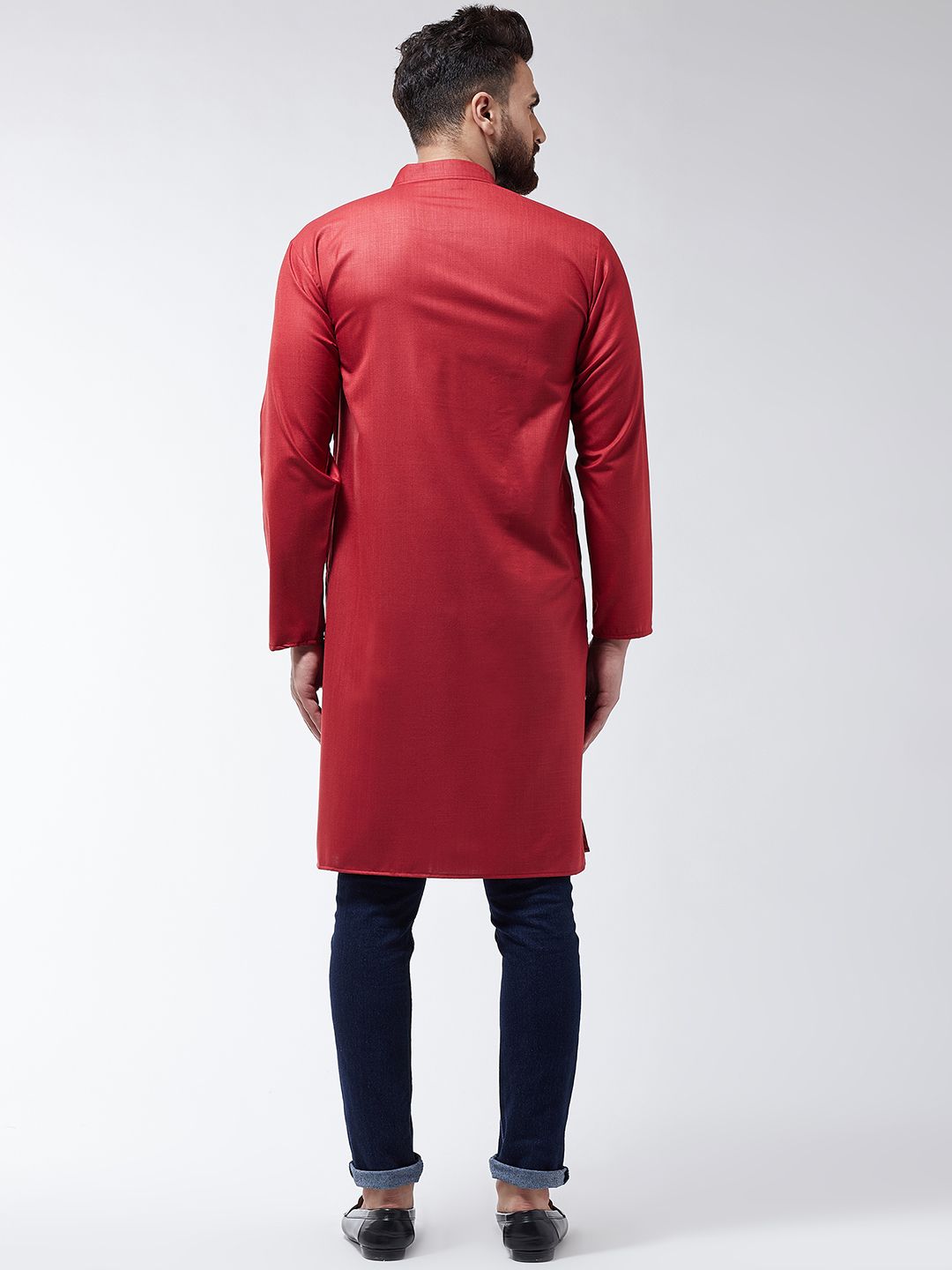 SOJANYA Men Maroon Solid Straight Kurta