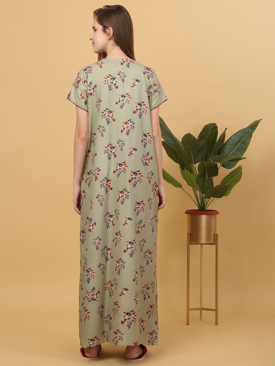 Sweet Dreams Printed pure cotton Maxi Nightdress