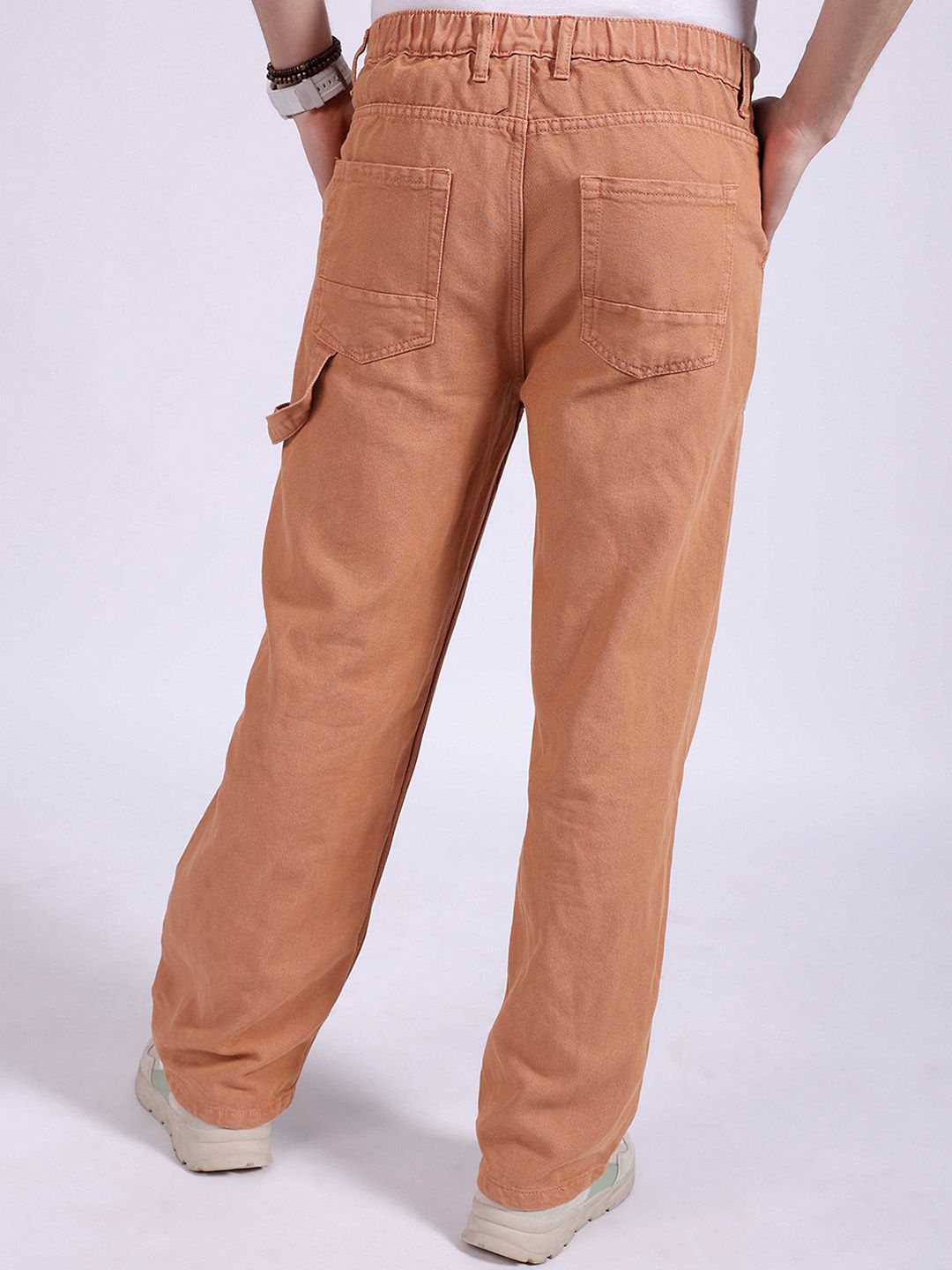 The Indian Garage Co Men Baggy Relaxed Fit Mid Rise Cotton Jeans