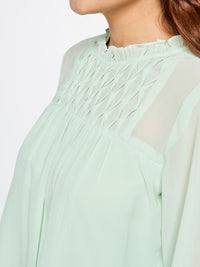 AND High Neck Puff Sleeves Empire Top