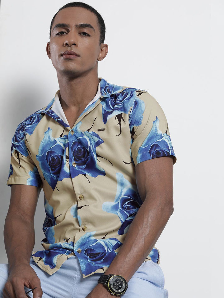 The Indian Garage Co Men Slim Fit Floral Printed Resortwear Shirt