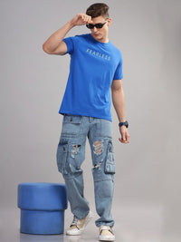 ADRO Men Typography Applique T-shirt
