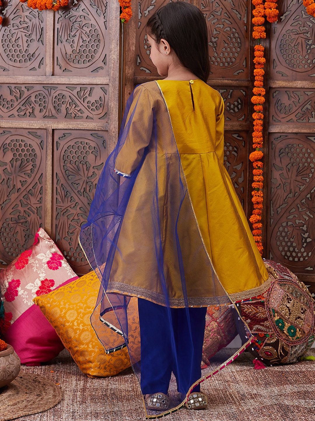 pspeaches Girls Gotta Patti Angrakha Kurta & Salwar With Dupatta