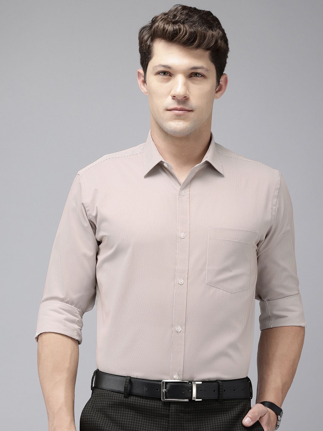 Park Avenue Pure Cotton Slim Fit Opaque Striped Formal Shirt