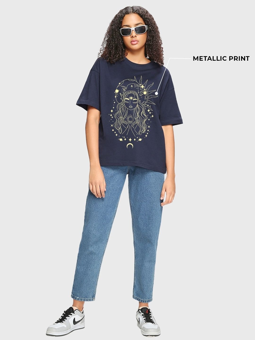 Bewakoof Graphic Printed Drop-Shoulder Sleeves Oversized Fit Cotton T-shirt