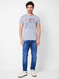 SPYKAR Graphic Printed Round Neck Slim Fit Cotton Casual T-shirt