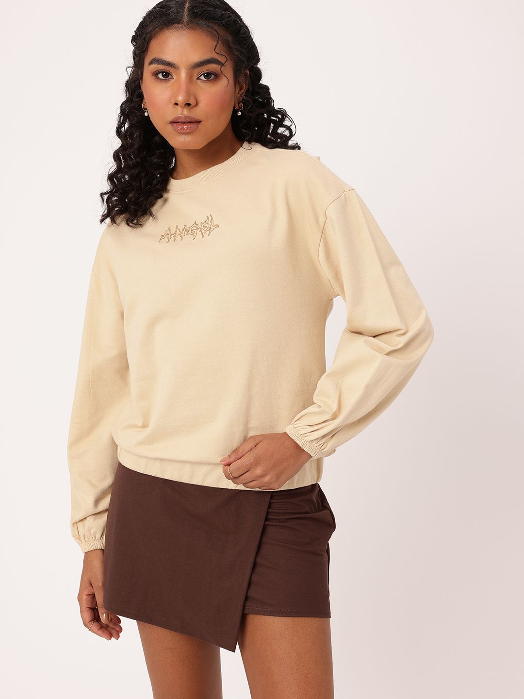 DressBerry Embroidered Cotton Terry Relaxed Fit Sweatshirt