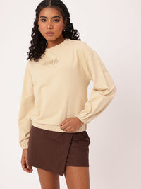 DressBerry Embroidered Cotton Terry Relaxed Fit Sweatshirt