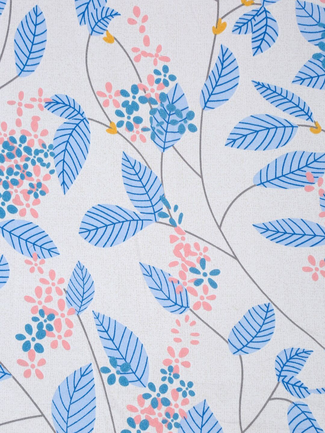 KLOTTHE White & Blue Floral Printed 300 TC King Bedsheet With 2 Pillow covers