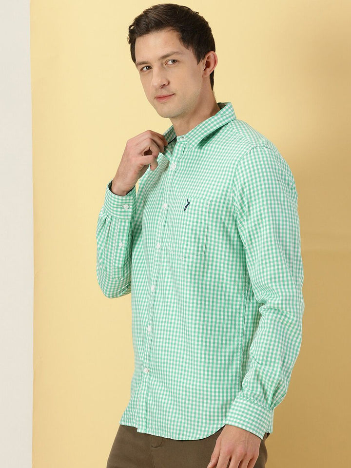 Thomas Scott Micro Checks Classic Slim Fit Cotton Casual Shirt