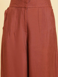 W Schiffli Sleeveless Shirt Collar Top & Palazzos