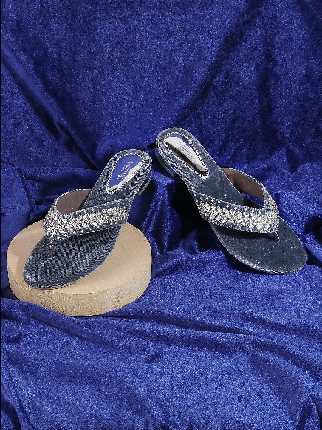 Metro Ethnic Embellished Open Toe Heels