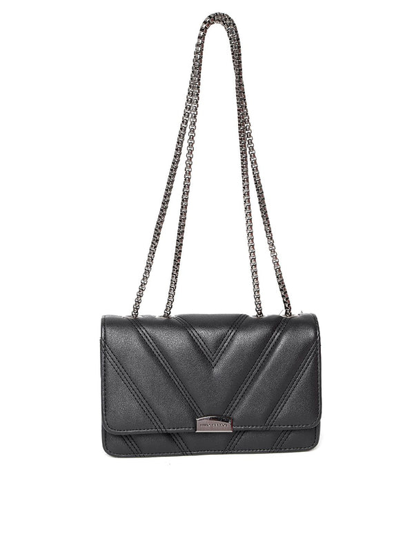 Lino Perros Black Solid Quilted Shoulder Bag