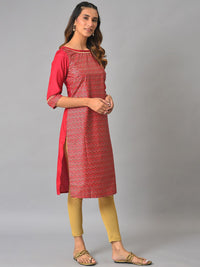 AURELIA Geometric Woven Design Boat Neck Kurta