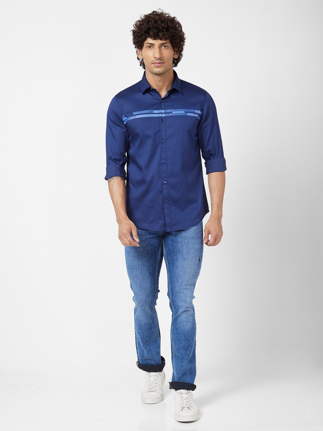 SPYKAR Classic Hortizontal Striped Regular Fit Spread Collar Opaque Casual Shirt