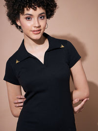 SASSAFRAS BASICS Shirt Collar Sheath Midi Dress