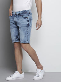 The Indian Garage Co Men Blue Slim Fit Denim Shorts