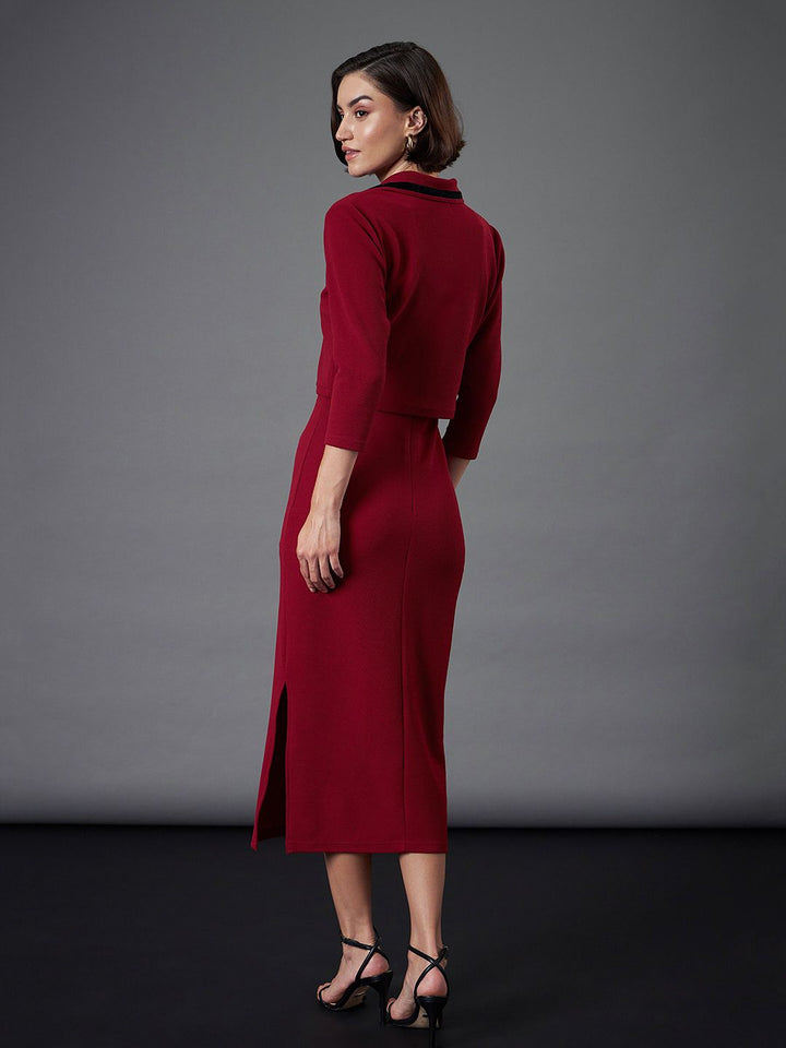 SASSAFRAS worklyf Shirt Collar Sheath Midi Dress